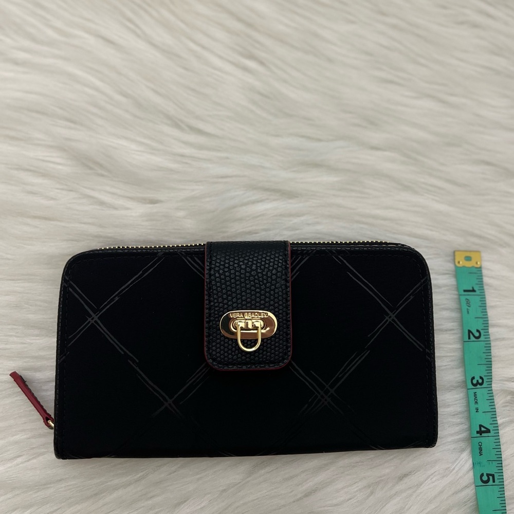 VERA BRADLEY - BLACK NYLON PREPPY POLLY LONG ZIP WALLET - Picture 10 of 10